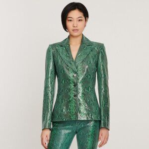 J Brand x Halpern Tailored Leather Jacket Veiled Snake Size Small NEW NWT